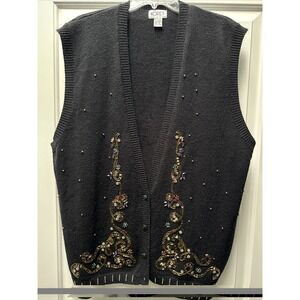 Koret Sweater Vest (NOT) Ugly Christmas Sweater Beaded Women's 3X Vintage 90s